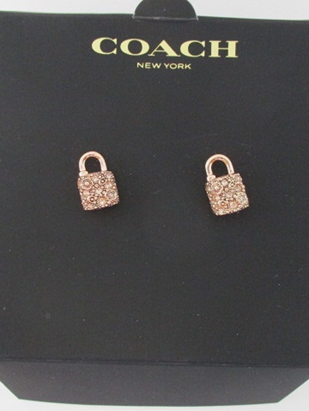 COACH - Rose Gold Plated Pave Padlock Stud Earrings